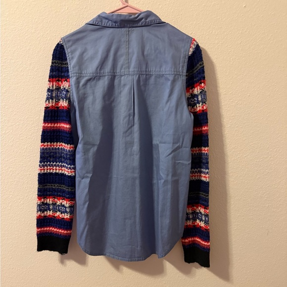 We The Free Blue Shirt with Knit Accents - Picture 2 of 4